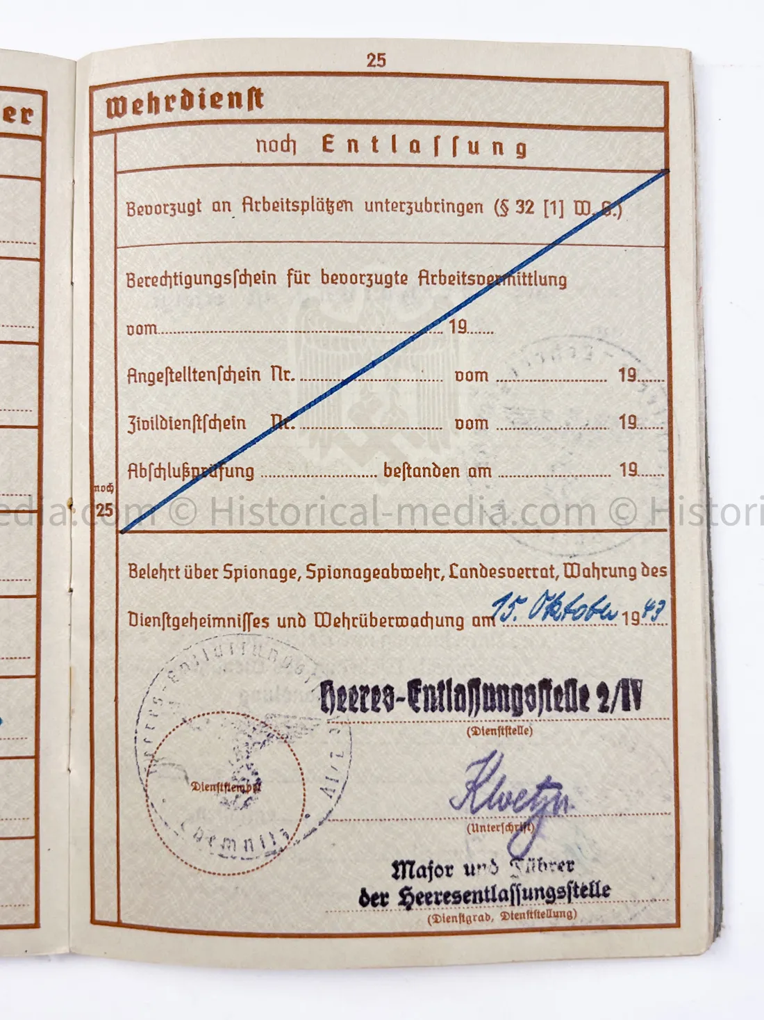 HEER WEHRPASS - ARTILLERIE LEHR REGIMENT 30.5 cm Mörser + 22. PANZER DIVISION