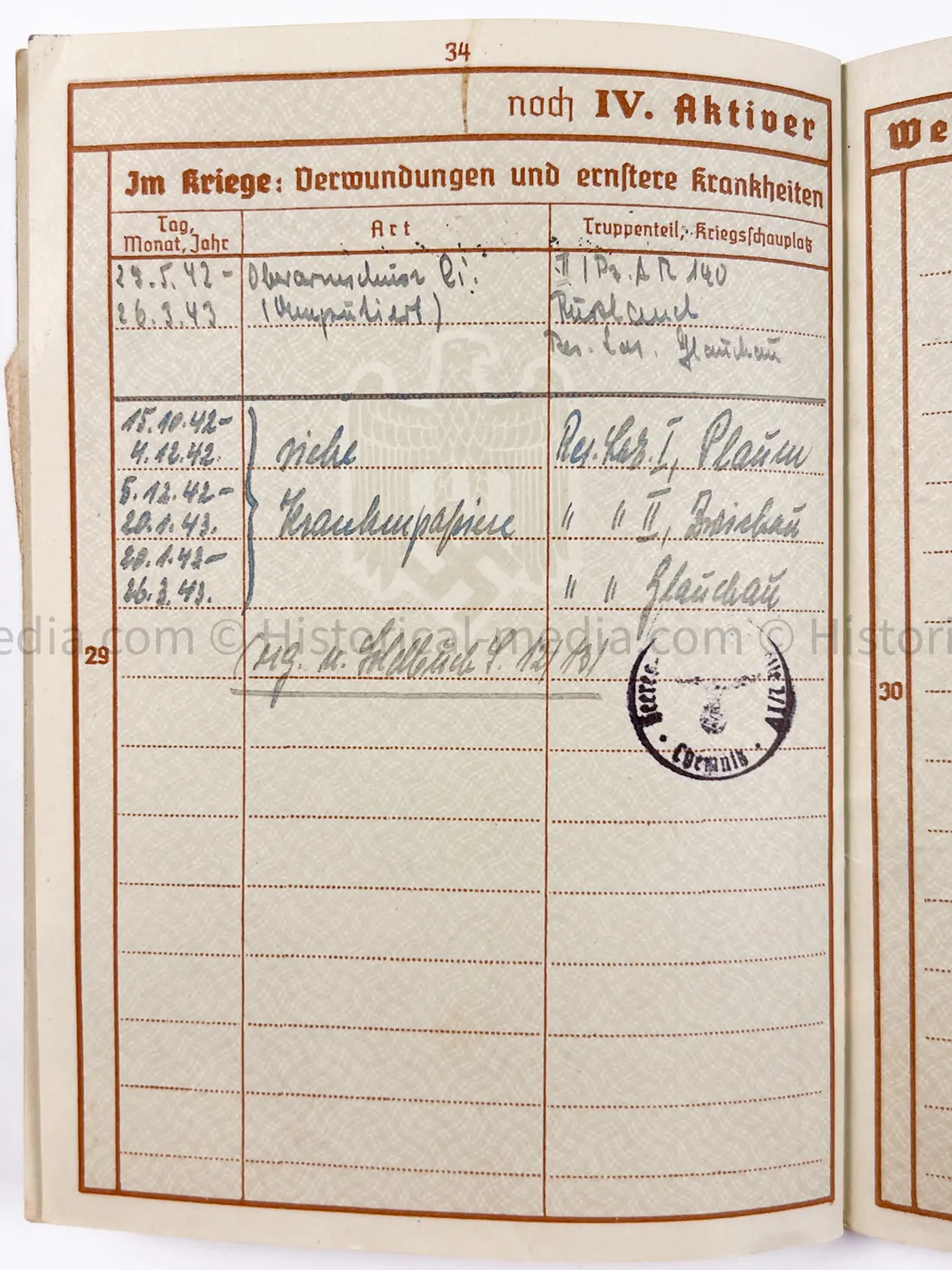 HEER WEHRPASS - ARTILLERIE LEHR REGIMENT 30.5 cm Mörser + 22. PANZER DIVISION