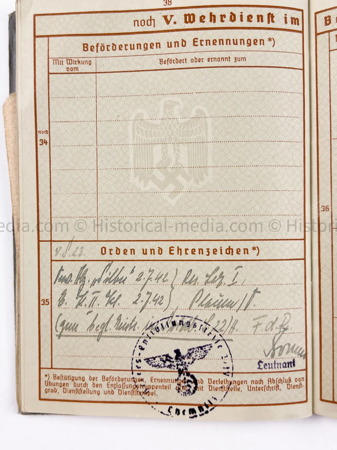 HEER WEHRPASS - ARTILLERIE LEHR REGIMENT 30.5 cm Mörser + 22. PANZER DIVISION