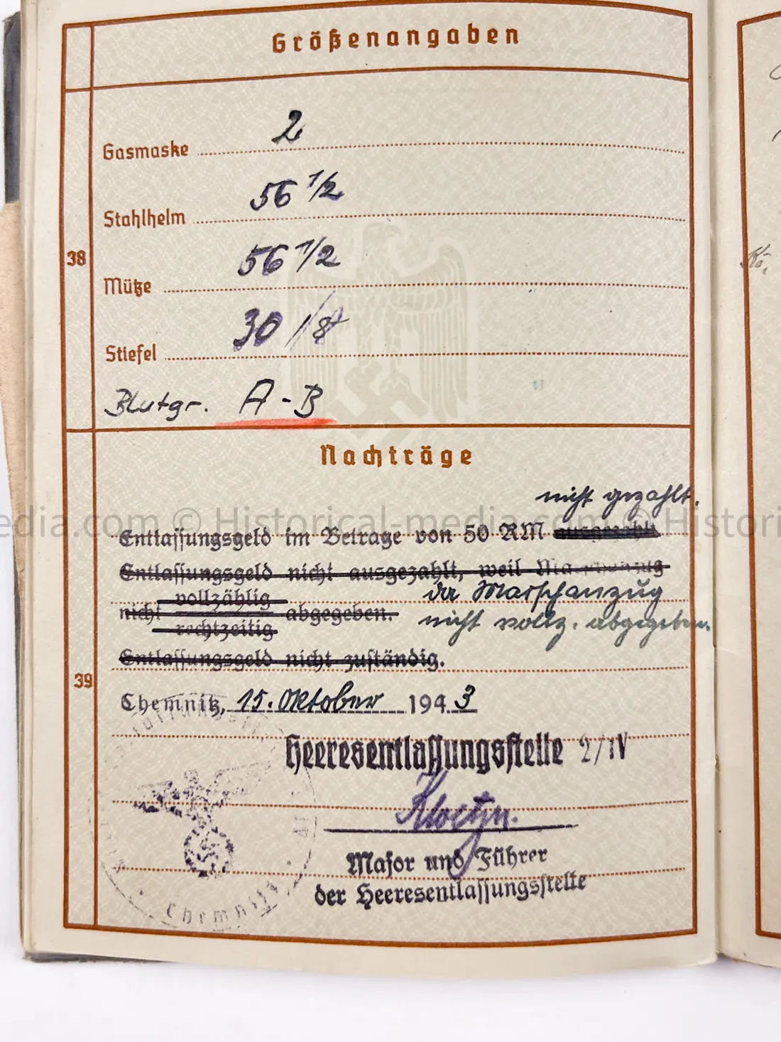 HEER WEHRPASS - ARTILLERIE LEHR REGIMENT 30.5 cm Mörser + 22. PANZER DIVISION