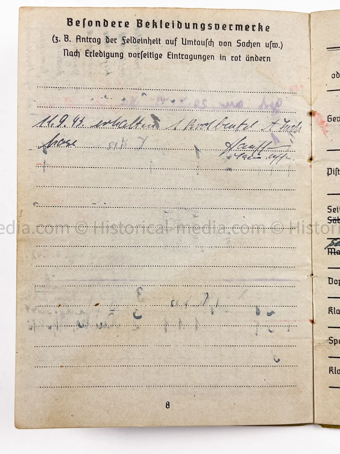 HEER SOLDBUCH & AWARD DOCUMENT GROUPING - HEERES FLAK - 7. PANZER DIVISION - KURLAND