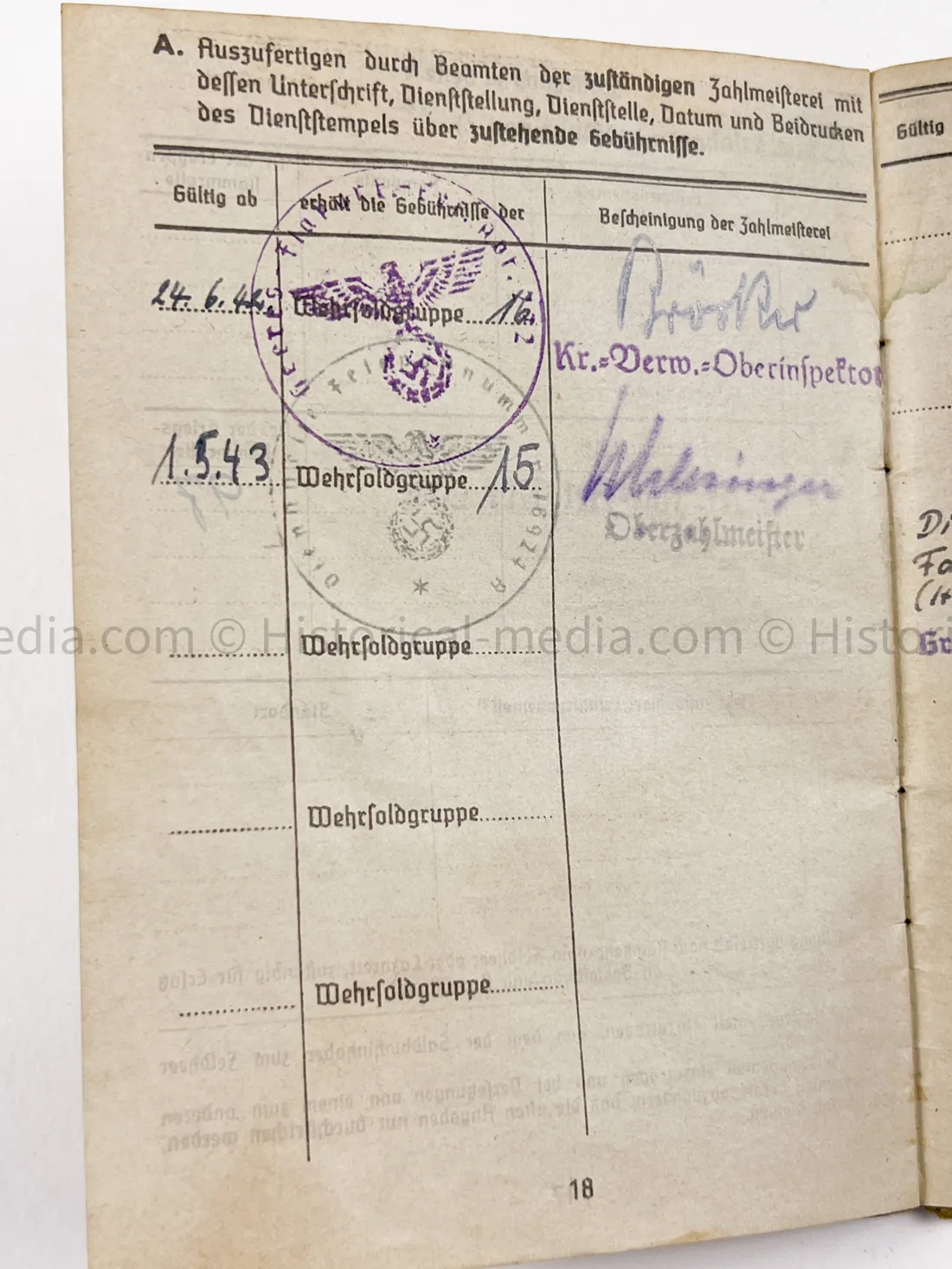 HEER SOLDBUCH & AWARD DOCUMENT GROUPING - HEERES FLAK - 7. PANZER DIVISION - KURLAND