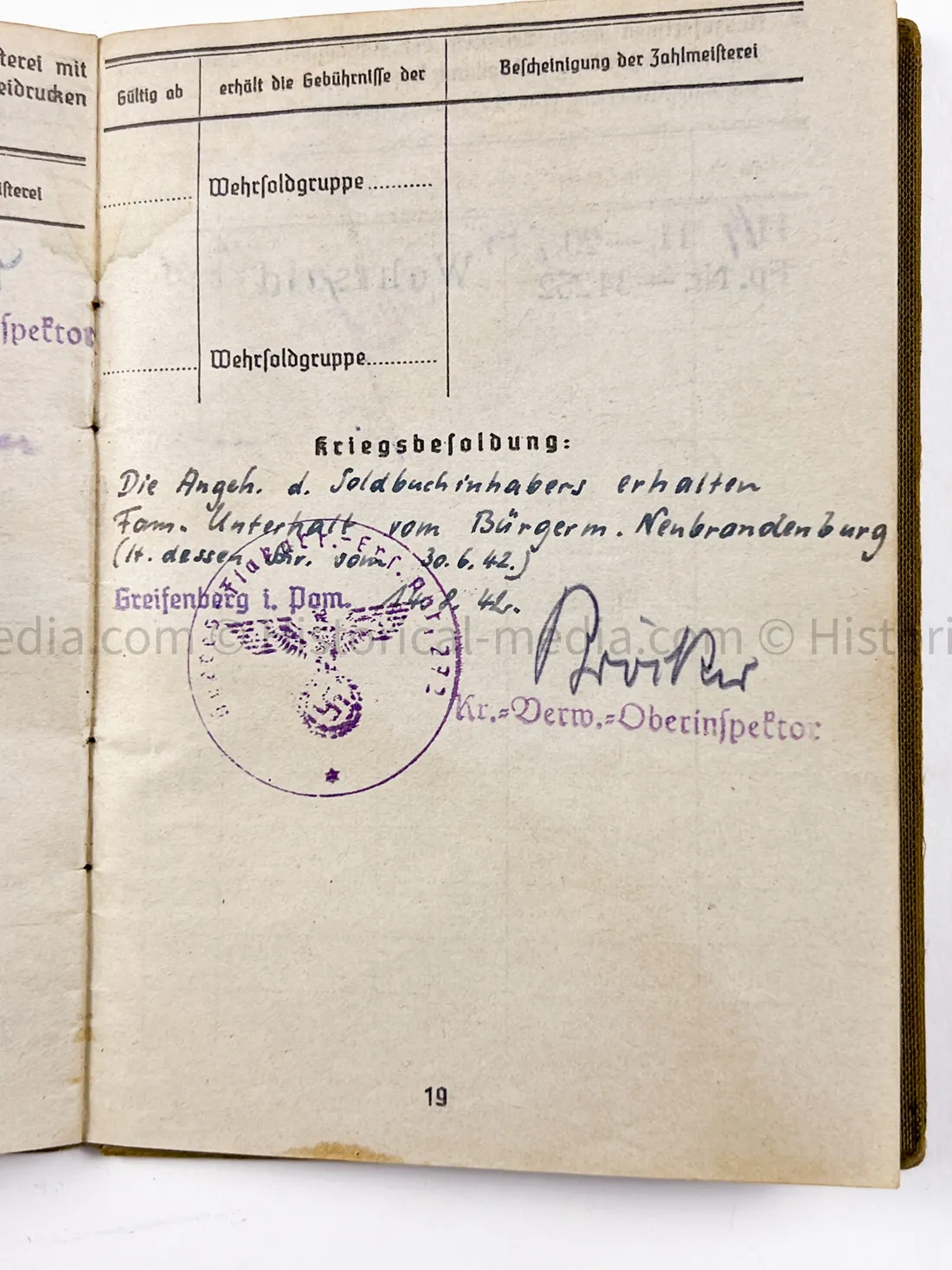 HEER SOLDBUCH & AWARD DOCUMENT GROUPING - HEERES FLAK - 7. PANZER DIVISION - KURLAND