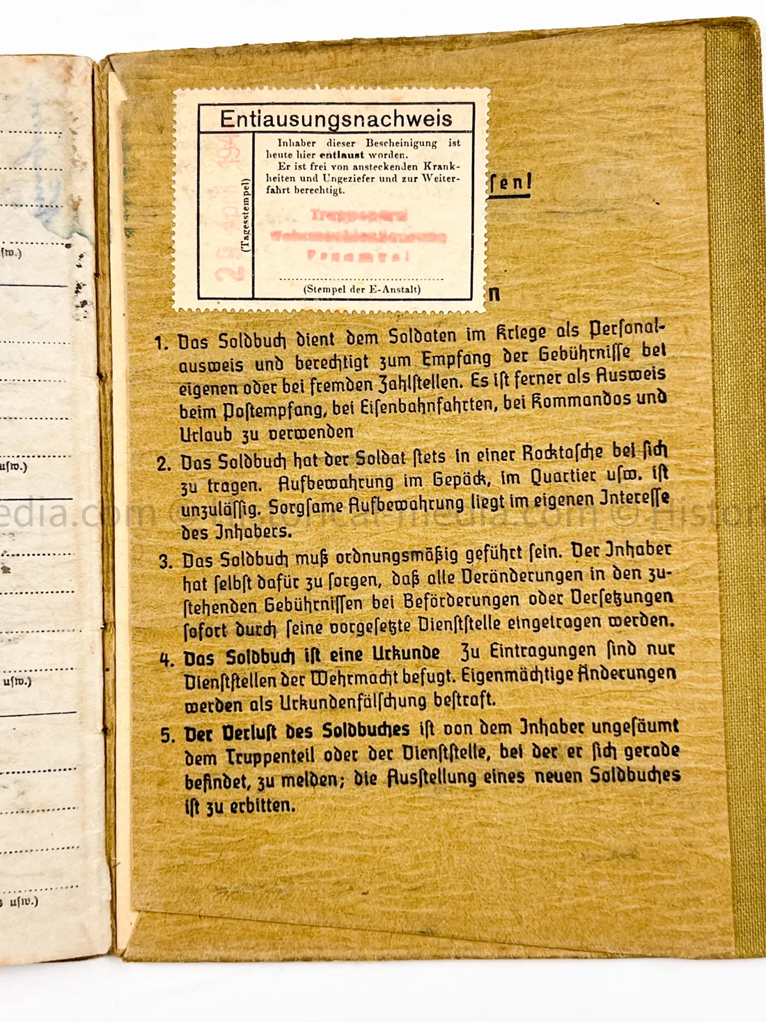 HEER SOLDBUCH & AWARD DOCUMENT GROUPING - HEERES FLAK - 7. PANZER DIVISION - KURLAND