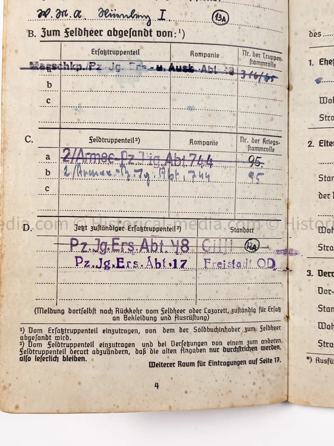 HEER SOLDBUCH - ARMEE PANZER JÄGER ABTEILUNG 744 - MARDER II + HETZER