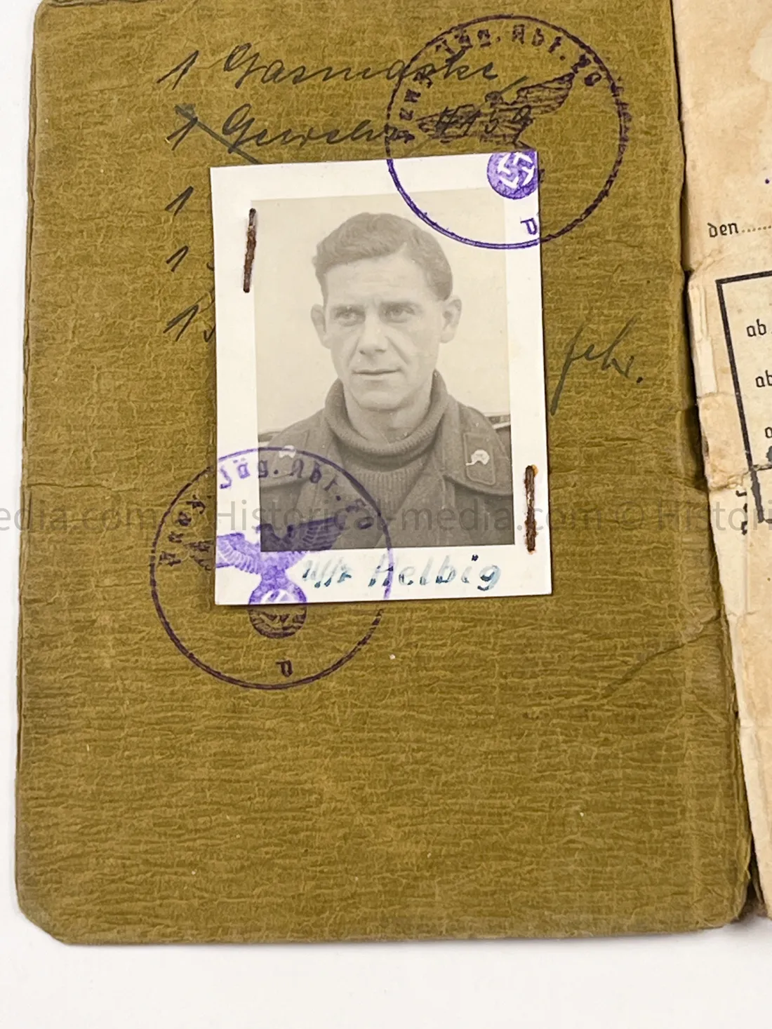 HEER SOLDBUCH - PANZER JÄGER ABTEILUNG 20 - 30. PANZER GRENADIER DIVISION - - SUDETENLAND, POLAND, FRANCE, RUSSIA, BATTLE OF BERLIN - NINE AWARDS!