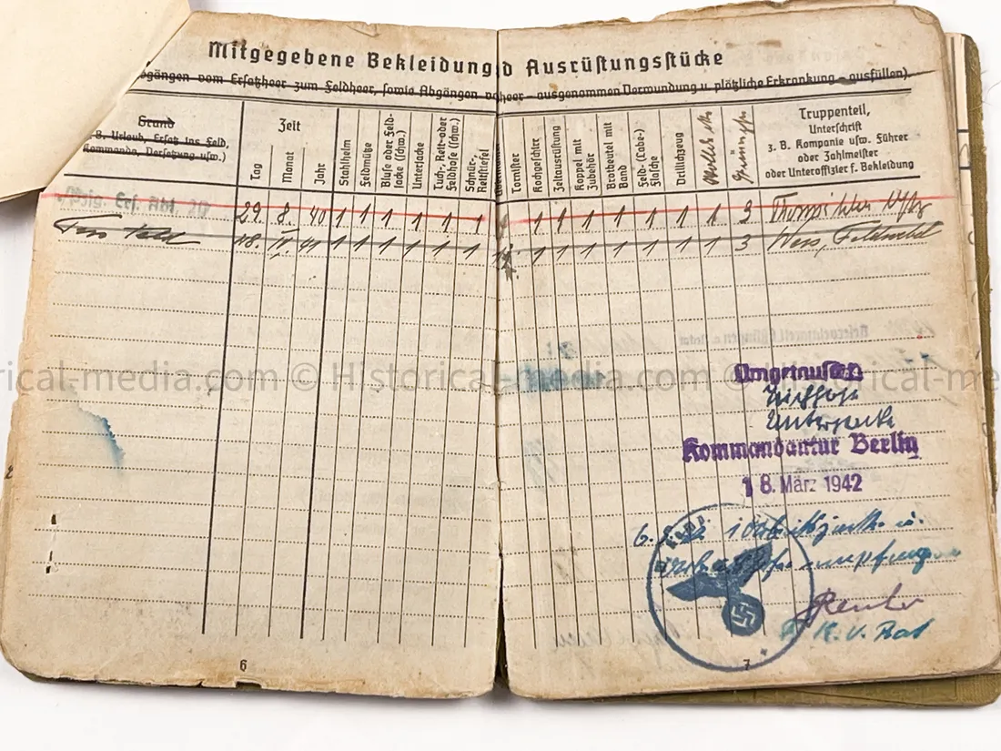HEER SOLDBUCH - PANZER JÄGER ABTEILUNG 20 - 30. PANZER GRENADIER DIVISION - - SUDETENLAND, POLAND, FRANCE, RUSSIA, BATTLE OF BERLIN - NINE AWARDS!