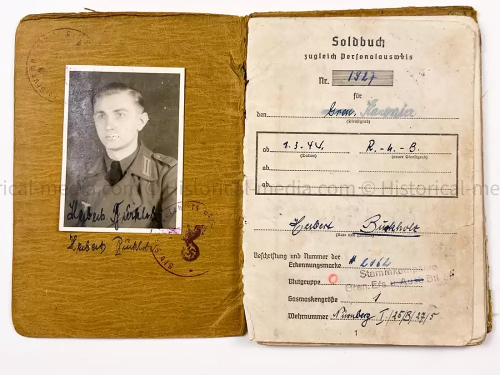 HEER SOLDBUCH - ARTILLERIE REGIMENT 67 - STURMGESCHÜTZ