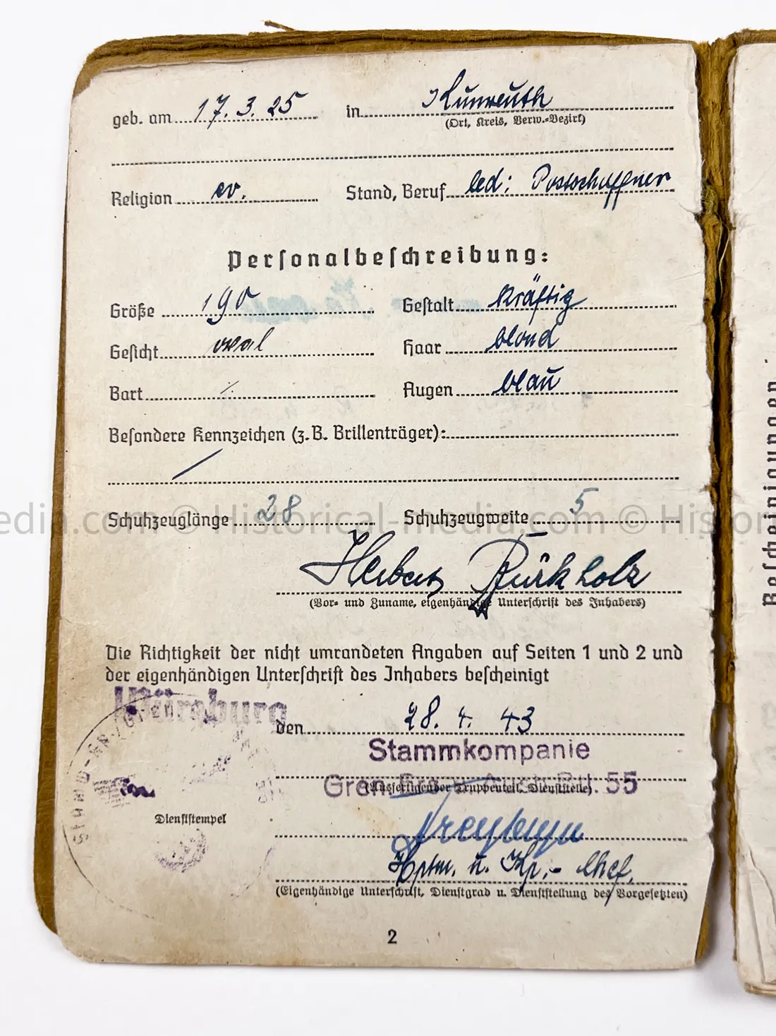 HEER SOLDBUCH - ARTILLERIE REGIMENT 67 - STURMGESCHÜTZ