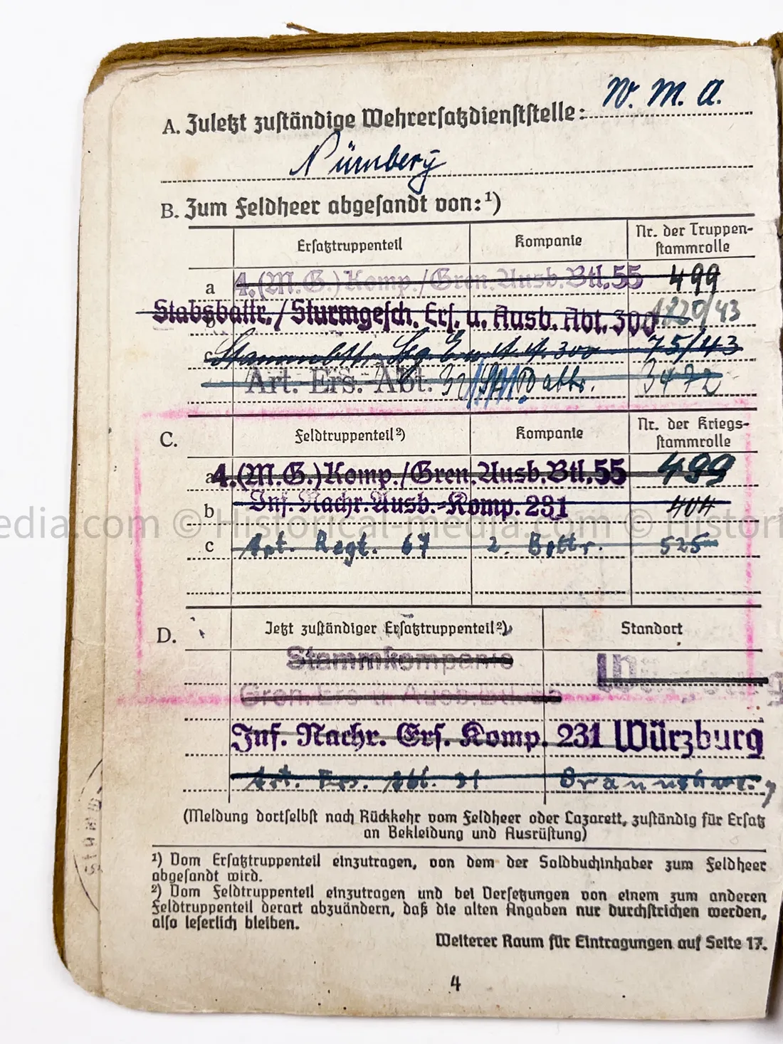HEER SOLDBUCH - ARTILLERIE REGIMENT 67 - STURMGESCHÜTZ