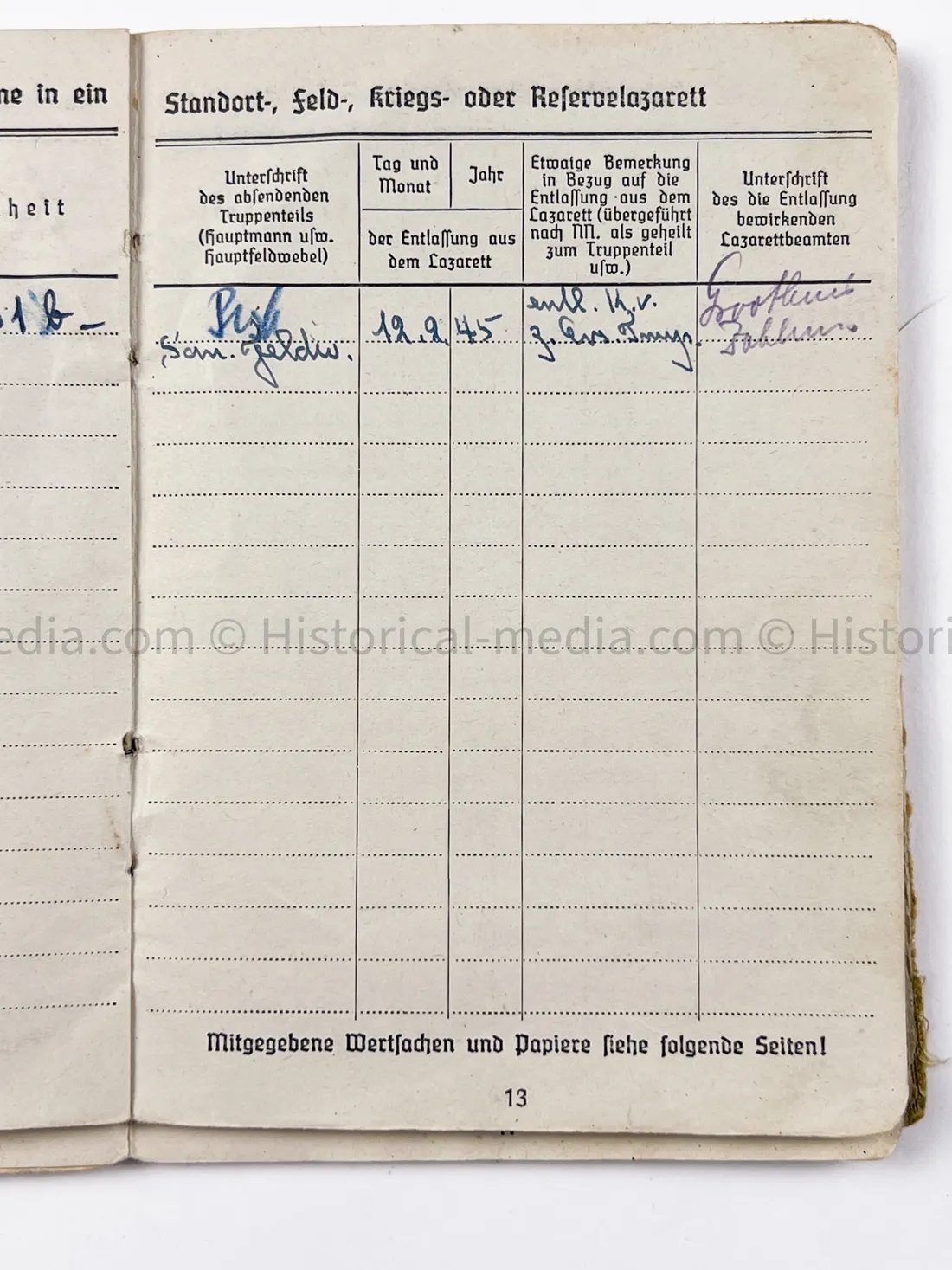 HEER SOLDBUCH - ARTILLERIE REGIMENT 67 - STURMGESCHÜTZ