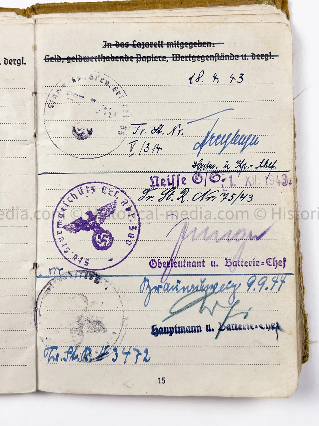 HEER SOLDBUCH - ARTILLERIE REGIMENT 67 - STURMGESCHÜTZ