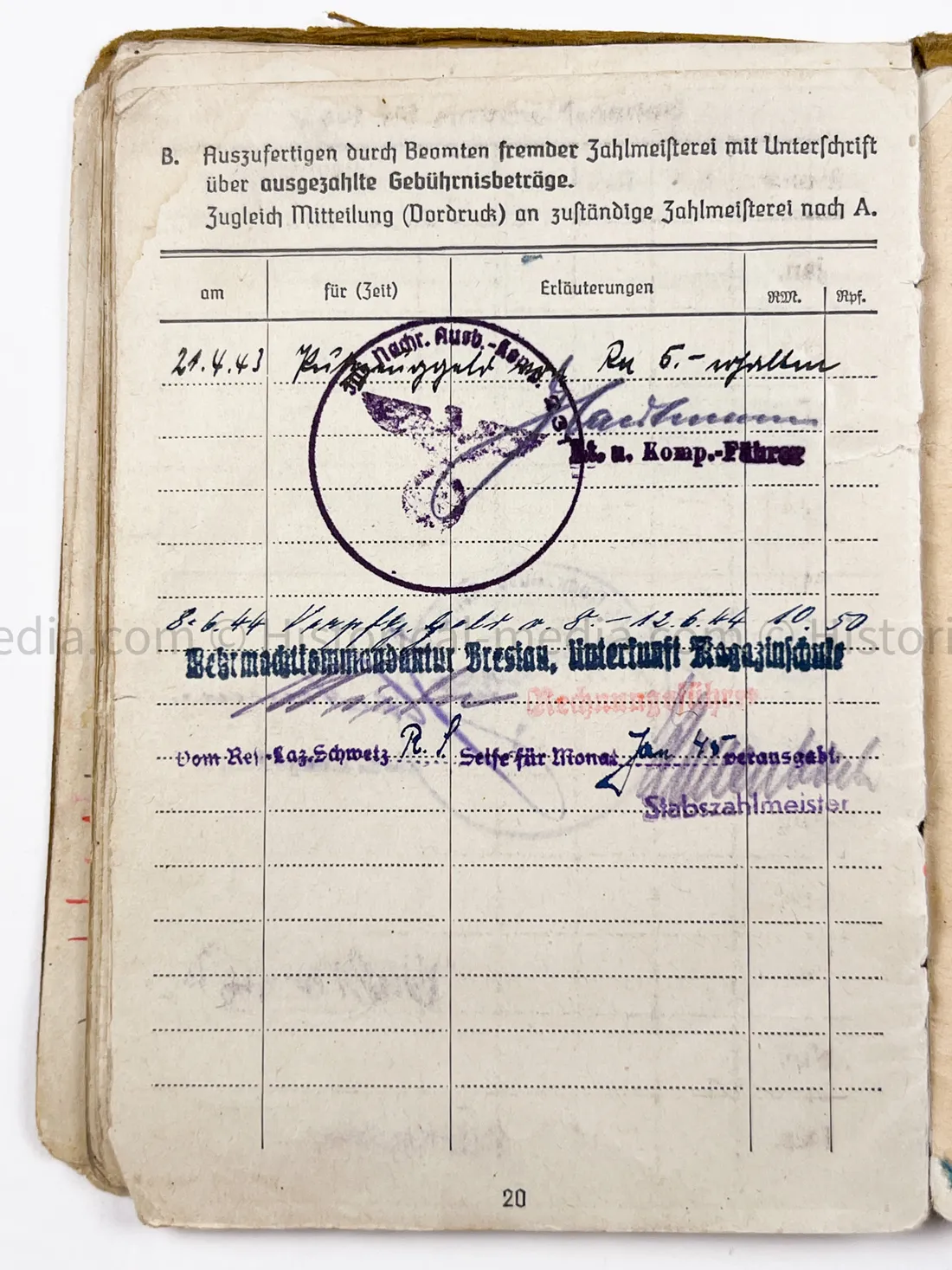 HEER SOLDBUCH - ARTILLERIE REGIMENT 67 - STURMGESCHÜTZ