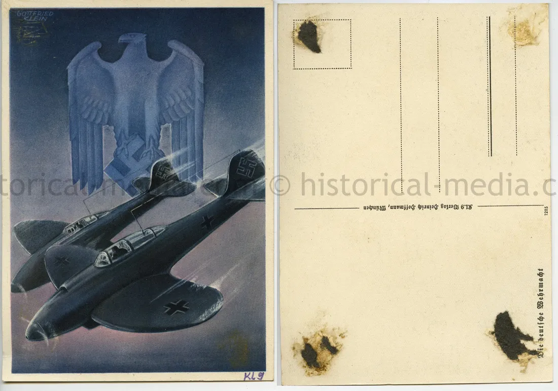 COLOR PROPAGANDA CARD - DIE DEUTSCHE WEHRMACHT - AIRCRAFT DIVING - SCARCE!