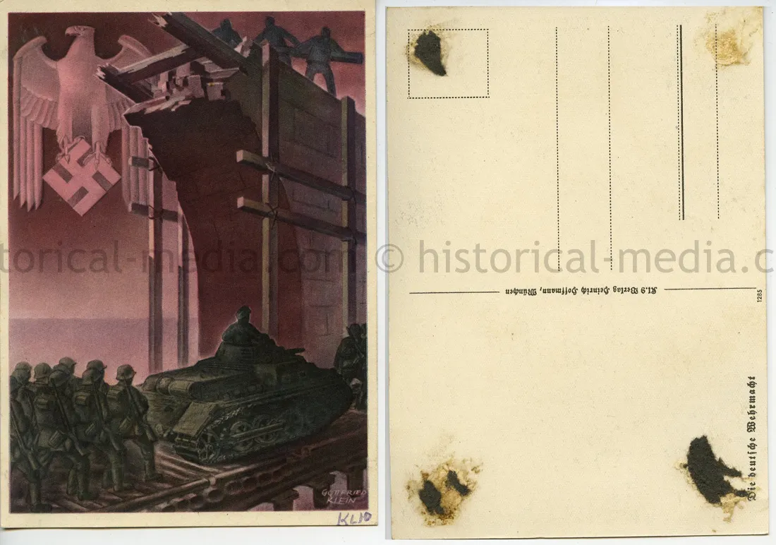 COLOR PROPAGANDA CARD - DIE DEUTSCHE WEHRMACHT - PANZERS - SCARCE!