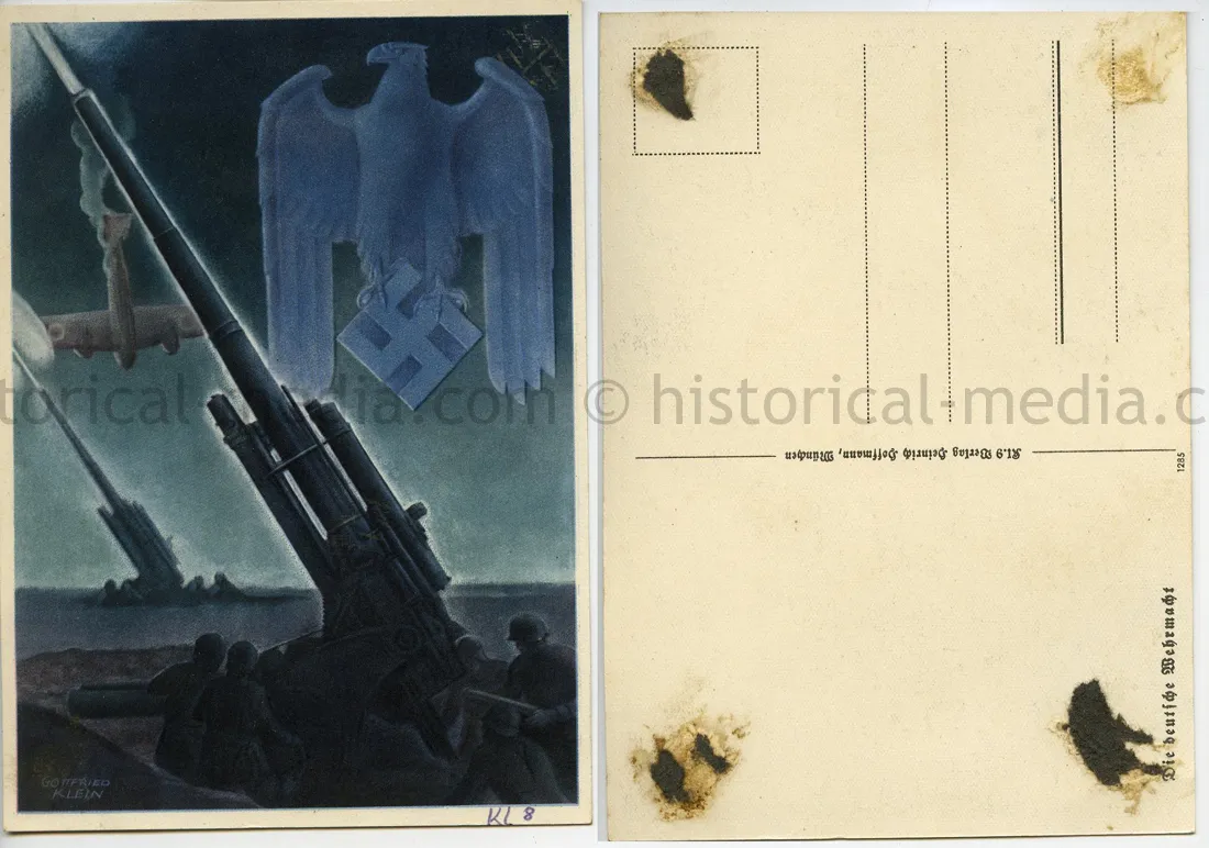 COLOR PROPAGANDA CARD - DIE DEUTSCHE WEHRMACHT - 8.8CM FLAK - SCARCE!