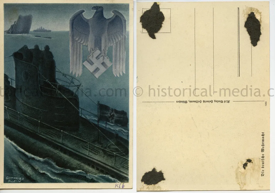 COLOR PROPAGANDA CARD - DIE DEUTSCHE WEHRMACHT - U-BOAT - SCARCE!