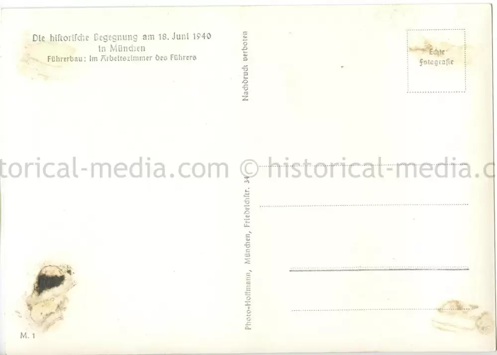 HITLER & MUSSOLINI POSTCARD PHOTO - PARADE THROUGH MUNICH - JUNE 18, 1940