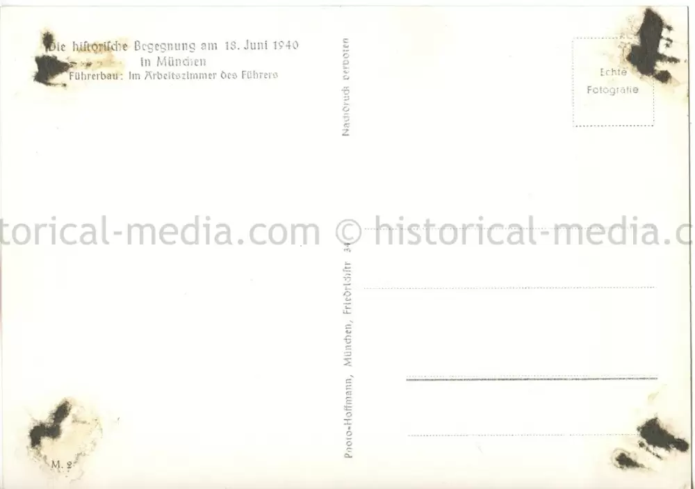 HITLER & MUSSOLINI POSTCARD PHOTO - PARADE THROUGH MUNICH - JUNE 18, 1940