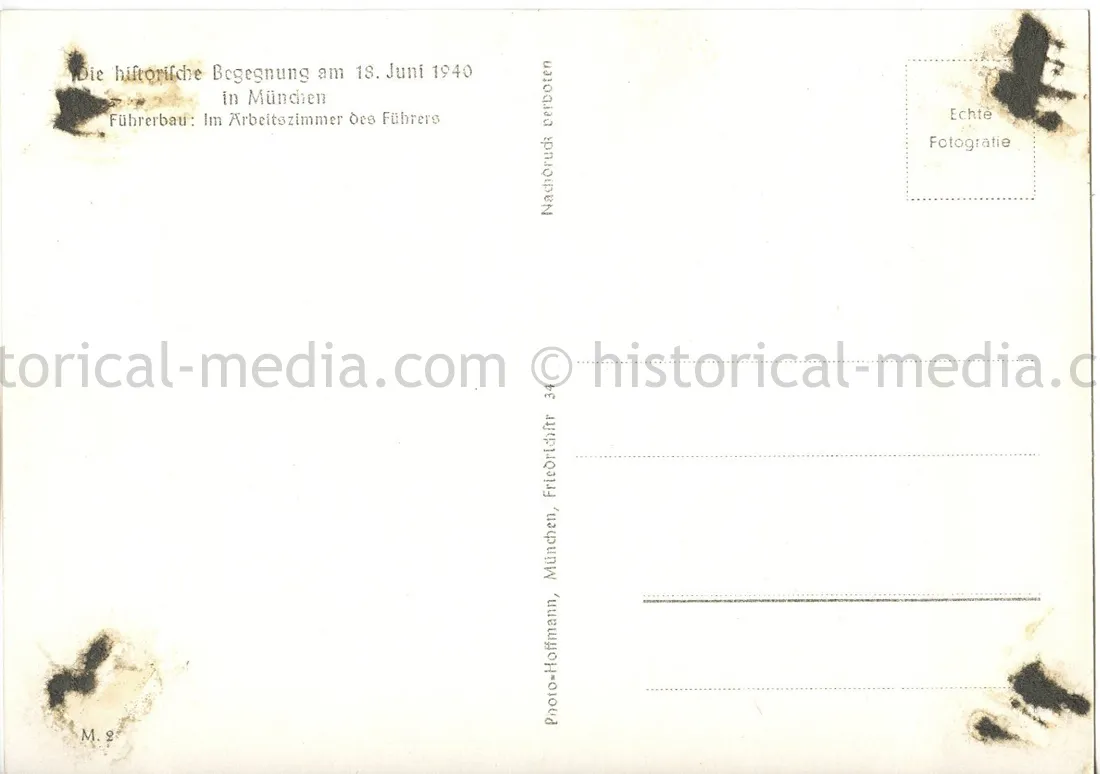 HITLER & MUSSOLINI POSTCARD PHOTO - PARADE THROUGH MUNICH - JUNE 18, 1940