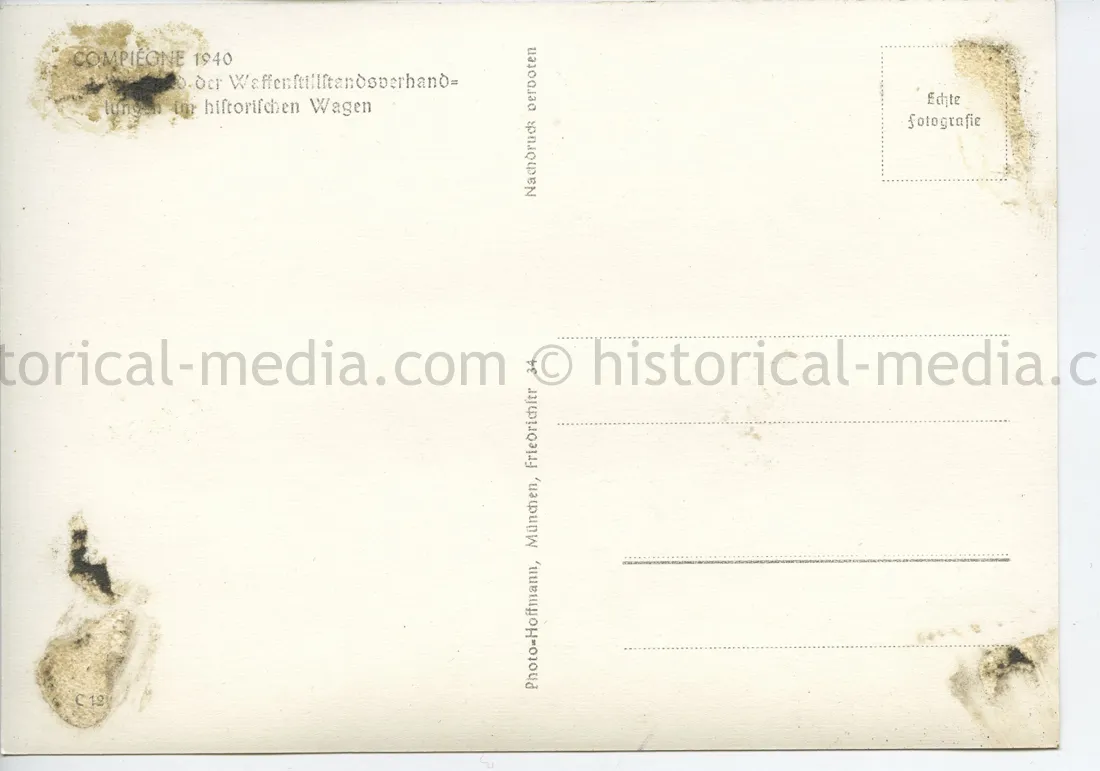 GERMAN POSTCARD PHOTO - ARMISTICE AT COMPIEGNE 1940