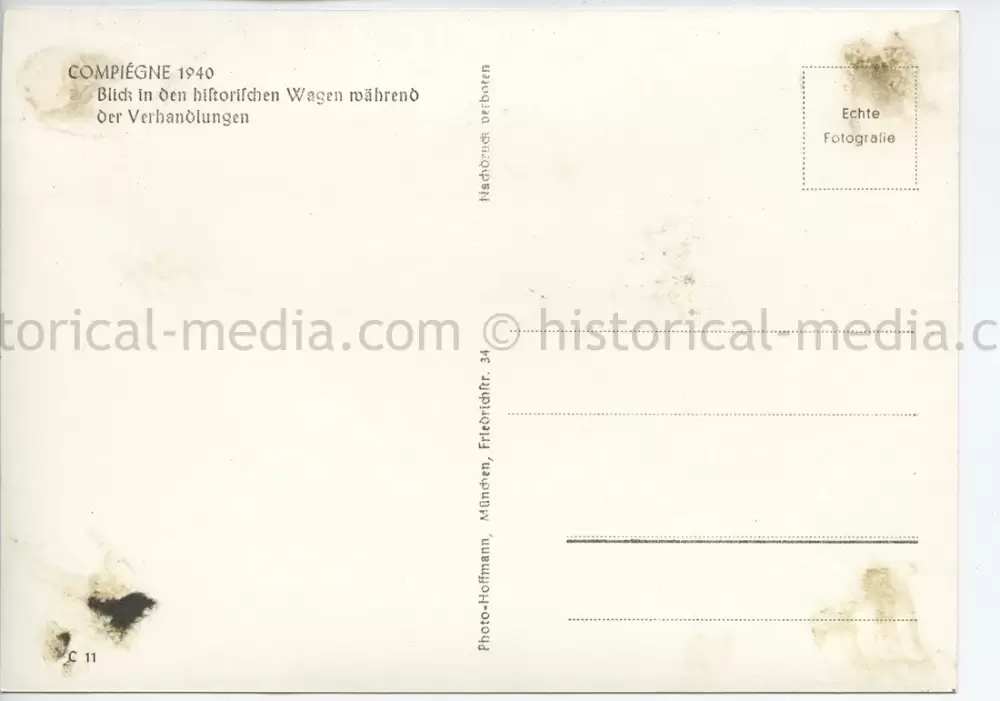 GERMAN POSTCARD PHOTO - ARMISTICE AT COMPIEGNE 1940