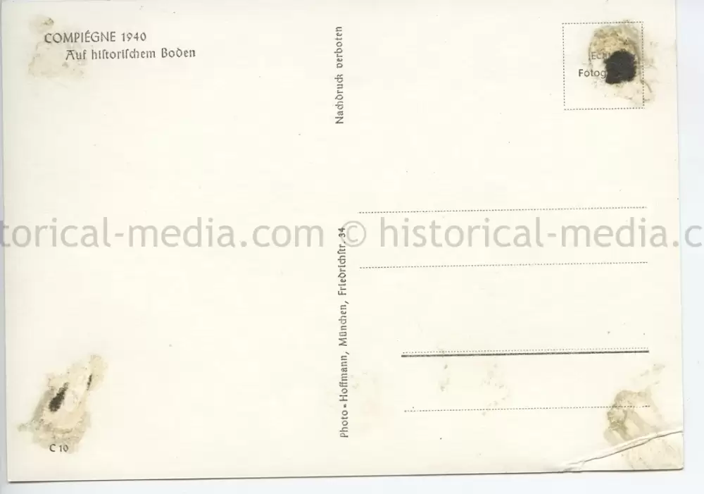 GERMAN POSTCARD PHOTO - HITLER - ARMISTICE AT COMPIEGNE 1940