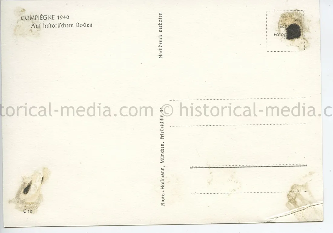 GERMAN POSTCARD PHOTO - HITLER - ARMISTICE AT COMPIEGNE 1940