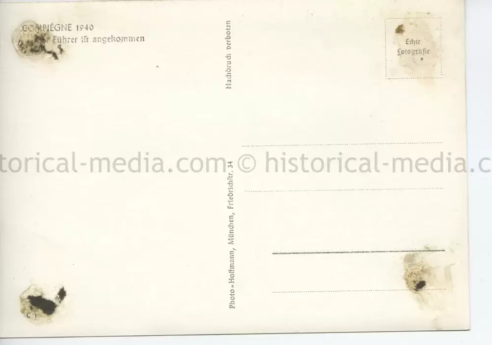 GERMAN POSTCARD PHOTO - HITLER - ARMISTICE AT COMPIEGNE 1940