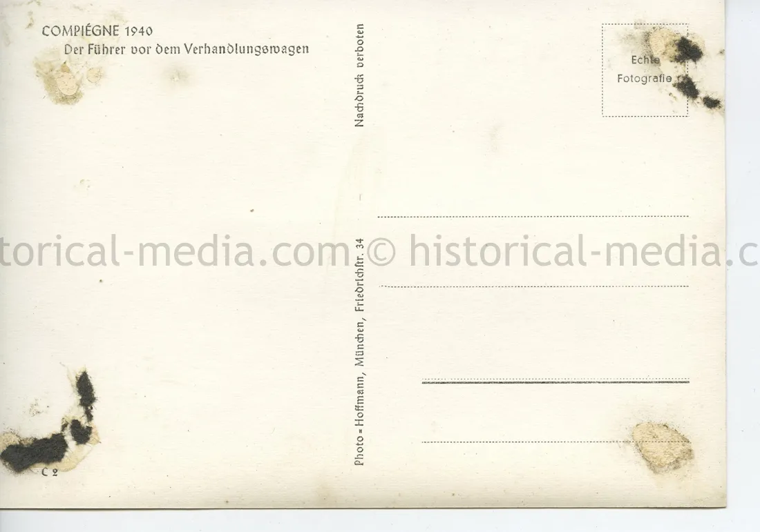 GERMAN POSTCARD PHOTO - HITLER - ARMISTICE AT COMPIEGNE 1940