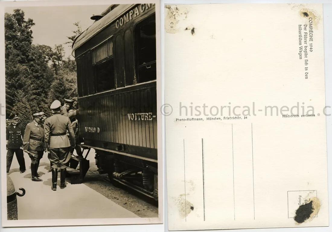 GERMAN POSTCARD PHOTO - HITLER - ARMISTICE AT COMPIEGNE 1940