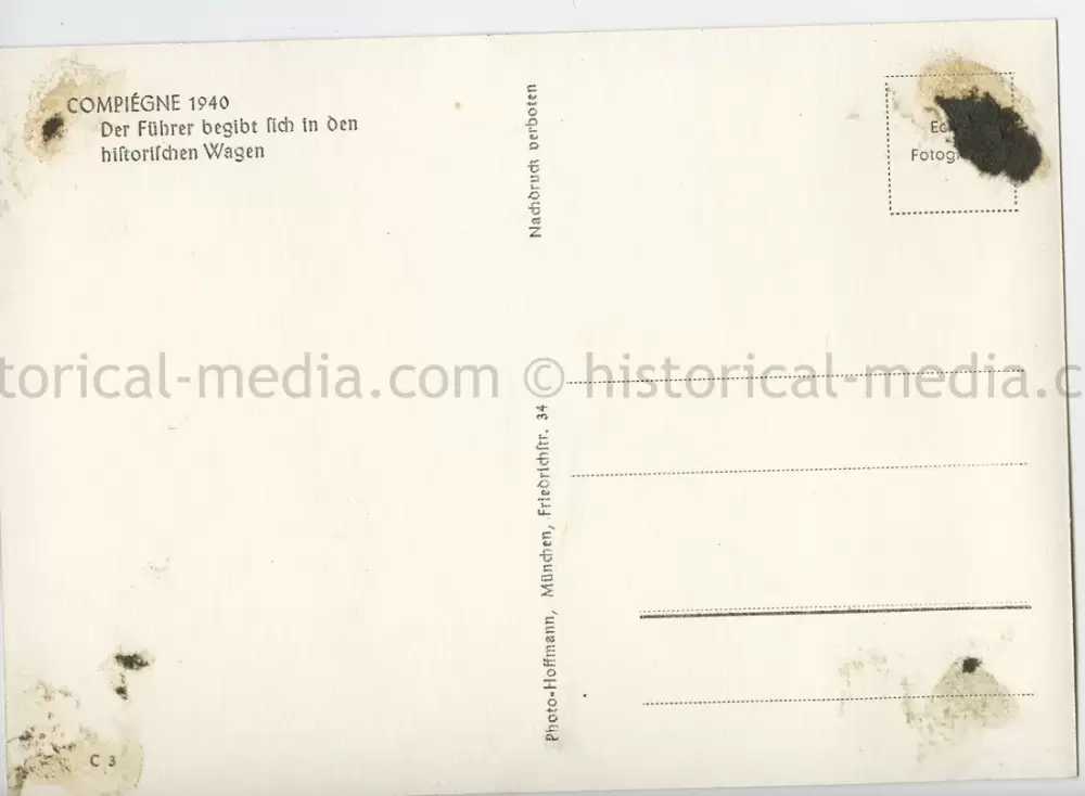 GERMAN POSTCARD PHOTO - HITLER - ARMISTICE AT COMPIEGNE 1940