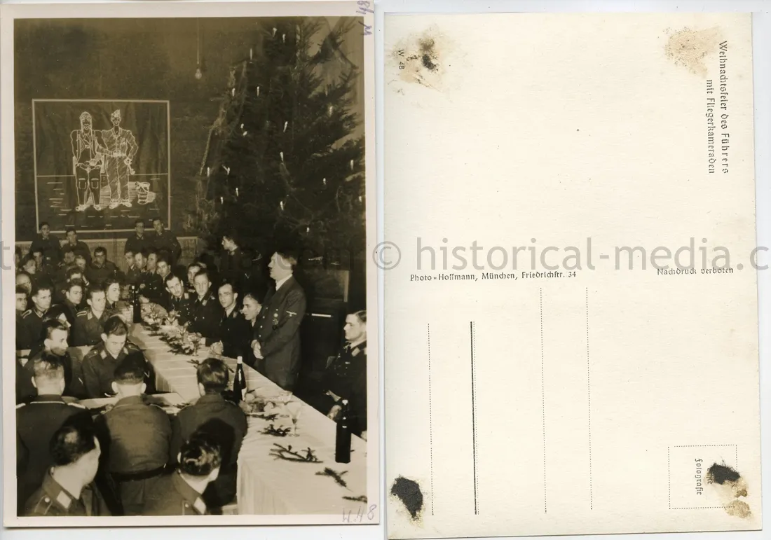 POSTCARD PHOTO - LUFTWAFFE CHRISTMAS WITH HITLER IN THE FIELD