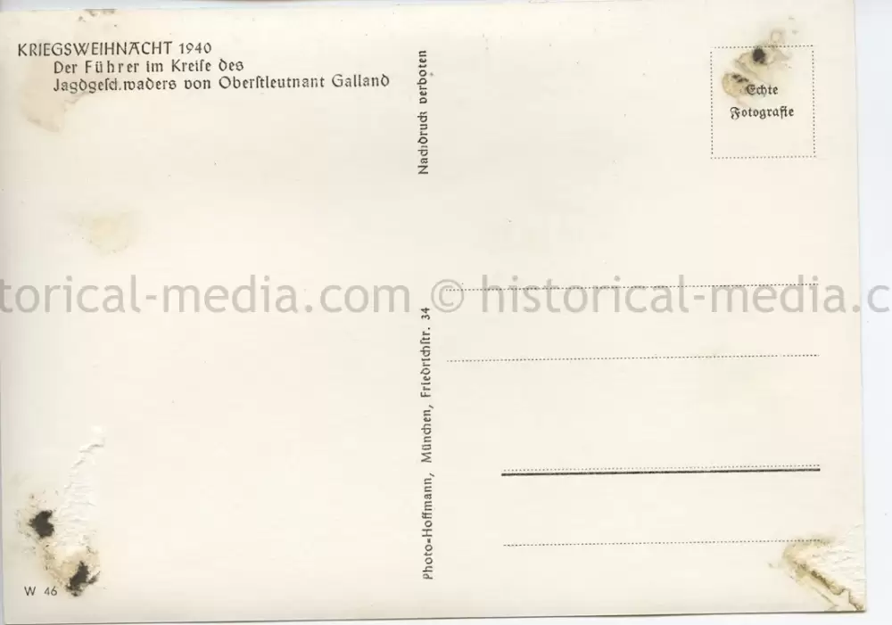 POSTCARD PHOTO - LUFTWAFFE CHRISTMAS WITH HITLER & GALLAND IN THE FIELD