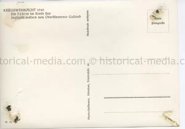 POSTCARD PHOTO - LUFTWAFFE CHRISTMAS WITH HITLER & GALLAND IN THE FIELD