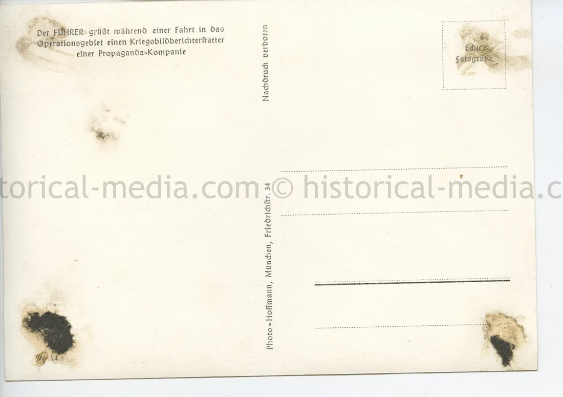 POSTCARD PHOTO - HITLER VISITS LUFTWAFFE UNIT IN THE FIELD