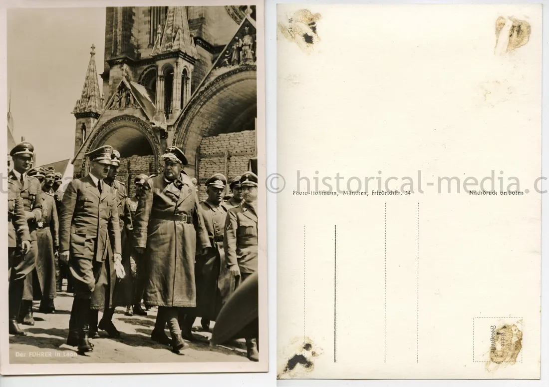 POSTCARD PHOTO - HITLER & GENERALS IN FRANCE 1940