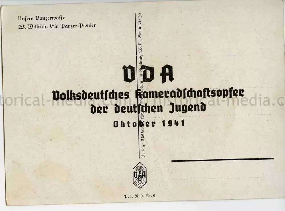 WILLRICH COLOR POSTCARD - UNSER PANZERWAFFE - EIN PANZER PIONIER