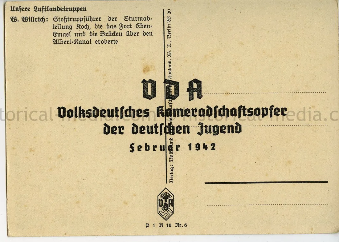 WILLRICH COLOR POSTCARD - FALLSCHIRMJAEGER - EBEN EMAEL - STURMABTEILUNG KOCH