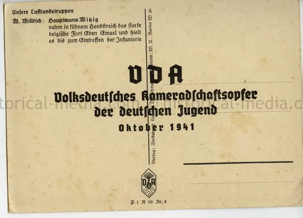 WILLRICH COLOR POSTCARD - FALLSCHIRMJAEGER - HAUPTMANN WITZIG