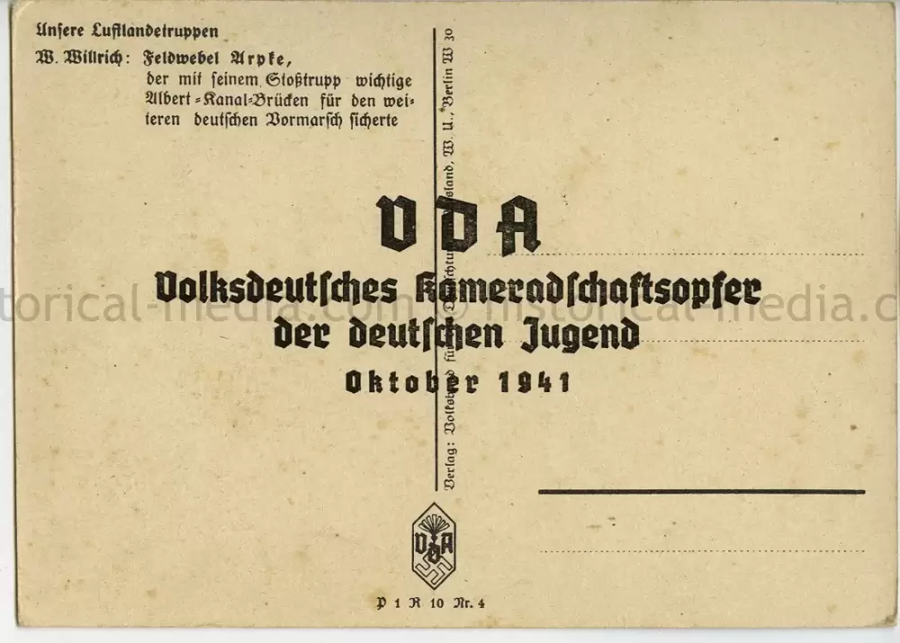 WILLRICH COLOR POSTCARD - FALLSCHIRMJAEGER - FELDWEBEL ARPKE