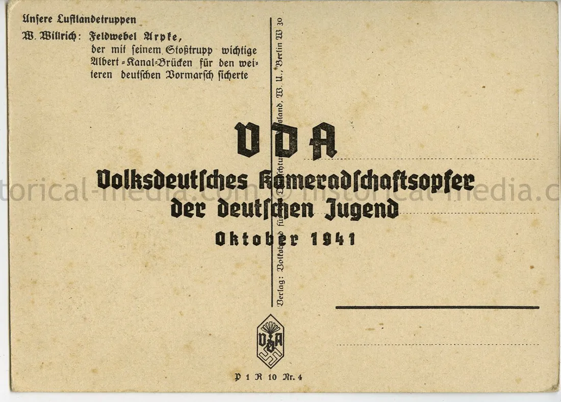 WILLRICH COLOR POSTCARD - FALLSCHIRMJAEGER - FELDWEBEL ARPKE