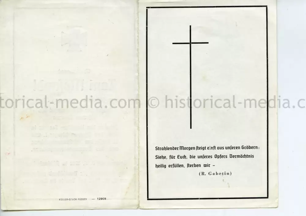 KNIGHTS CROSS WINNER DEATH NOTICE - TONI MOSANDL - 6./ Gebirgsjäger Regiment 99