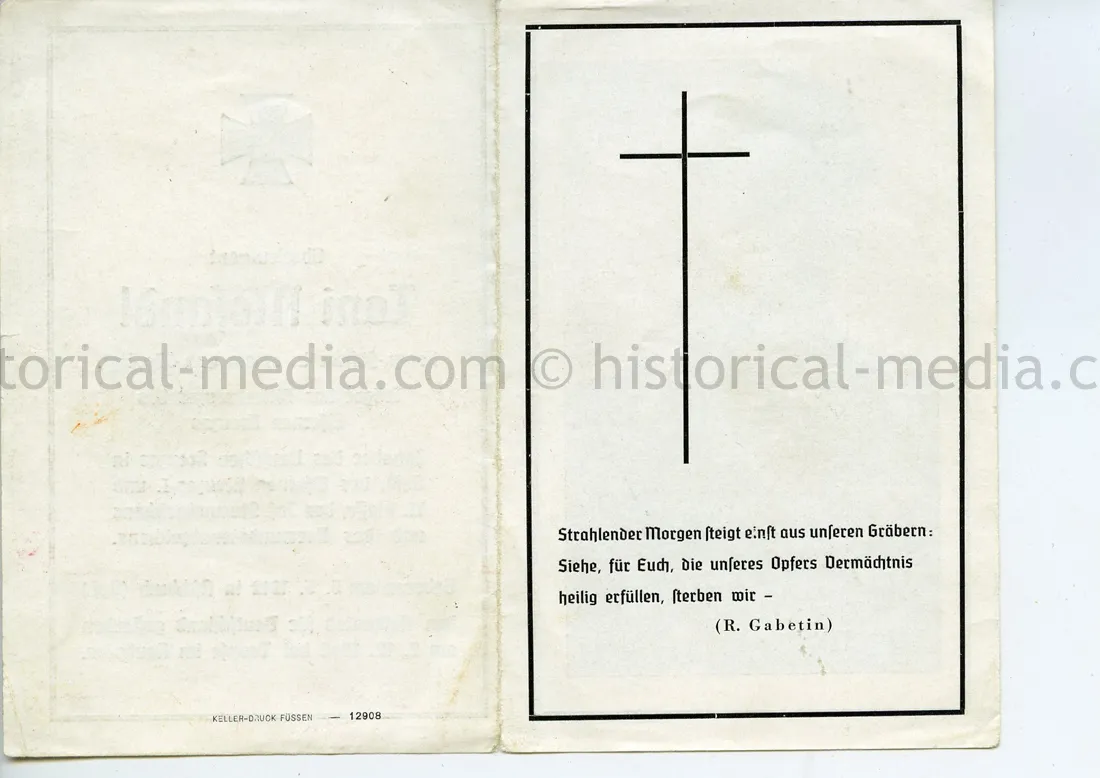 KNIGHTS CROSS WINNER DEATH NOTICE - TONI MOSANDL - 6./ Gebirgsjäger Regiment 99 
