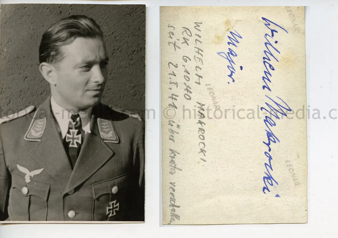 KNIGHTS CROSS WINNER PORTRAIT PHOTO - WILHELM MAKROCKI - ZG 26 - ME 110 ACE