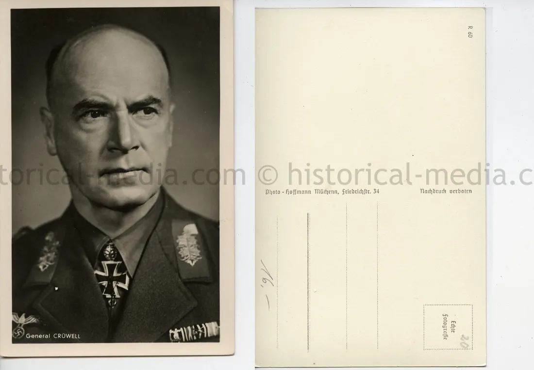 KNIGHTS CROSS WINNER POSTCARD PORTRAIT PHOTO - GENERAL CRUWELL - DAK