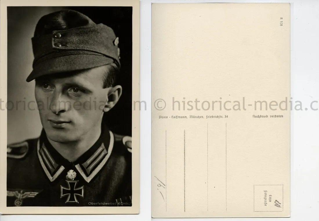 KNIGHTS CROSS WINNER POSTCARD PORTRAIT PHOTO - BRUNO JAKOB KOHNZ - JÄGER-REGIMENT 207