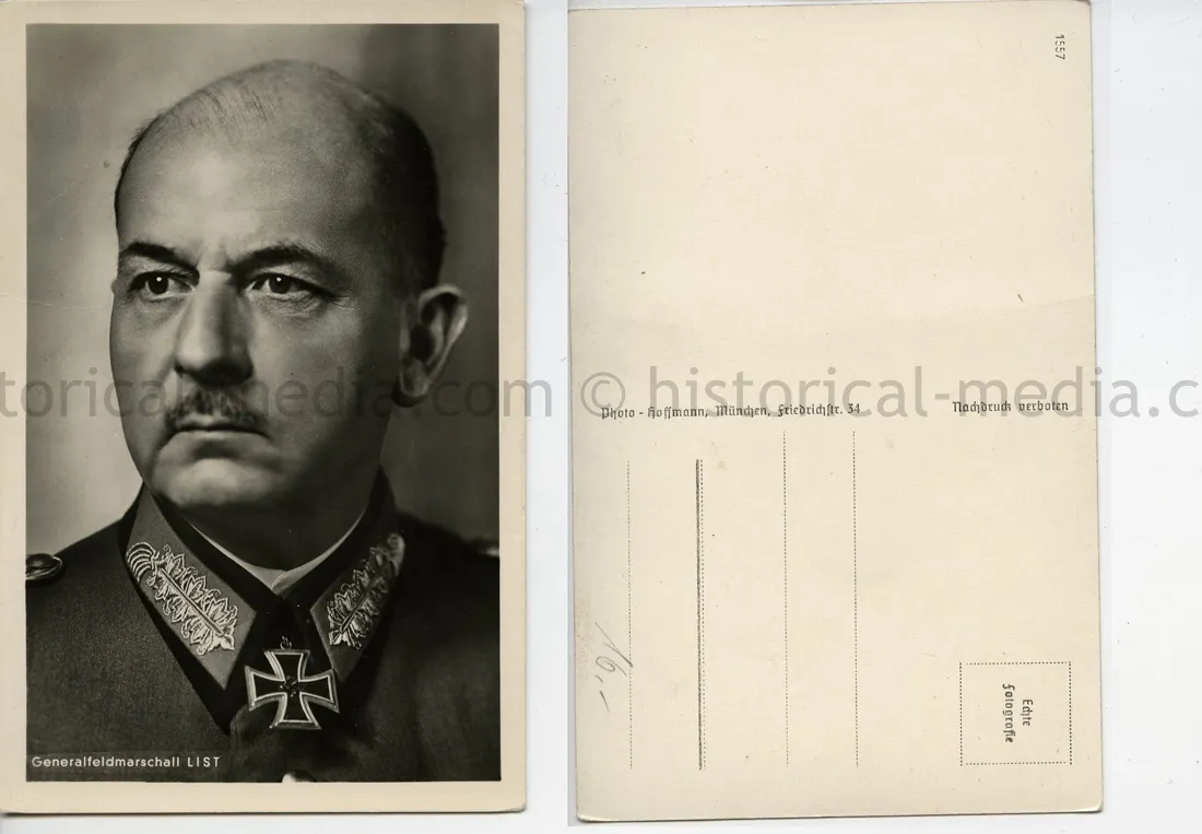 KNIGHTS CROSS WINNER POSTCARD PORTRAIT PHOTO - GENERAL LIST