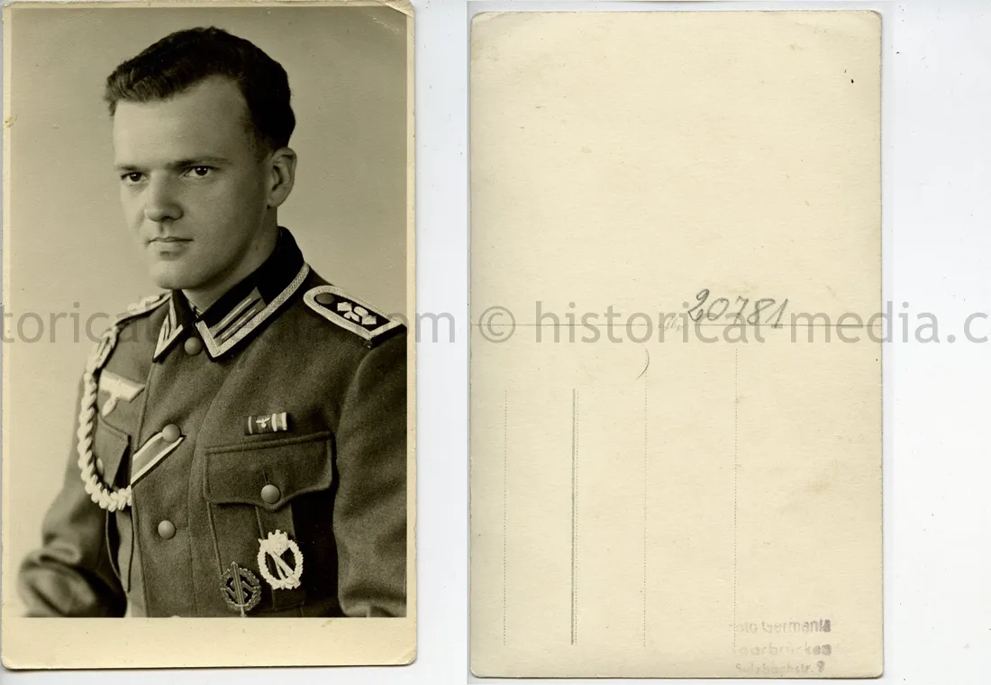 STUDIO PORTRAIT PHOTO - INFANTRY OFFICER - KIA SAARLAUTERN, DECEMBER 8, 1944