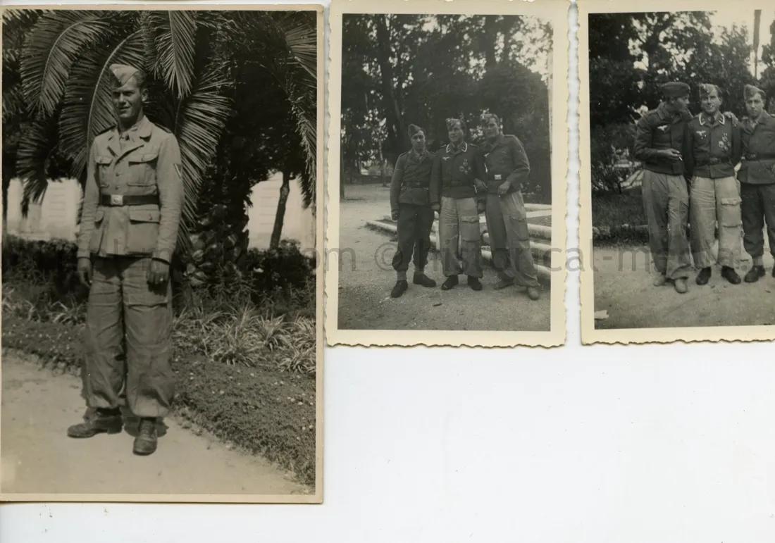 THREE PHOTOS OF A FALLSCHIRMJAEGER WEARING DECORATIONS - CATANIA, SICILY